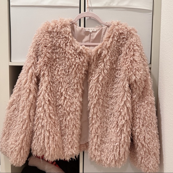 Willow & Clay Shaggy Faux Fur Jacket Pink XS - Picture 3 of 7